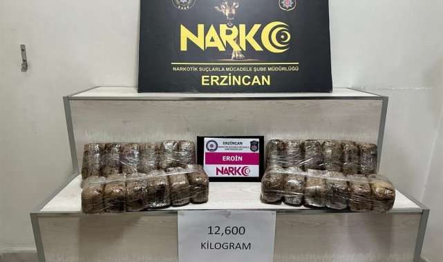 Erzincan'da 12 kilo 600 gram eroin ele geçirildi