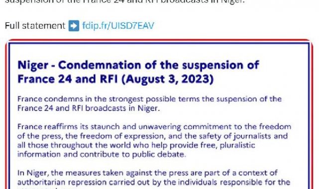 Fransa, Nijer'de France 24 ve RFI'nın yayınlarını askıya alınmasını kınadı