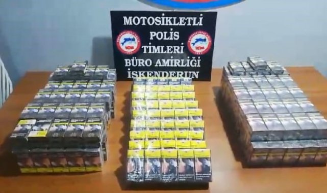 Kovalamaca sonucu yakalanan sürücünün motosikletinden kaçak sigara çıktı