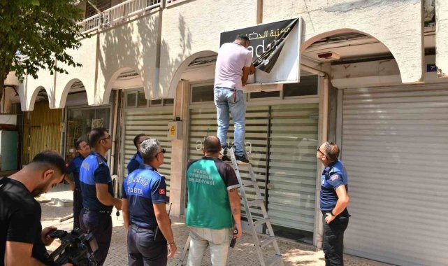 Mersin Yenişehir'de yabancı tabelalar söküldü