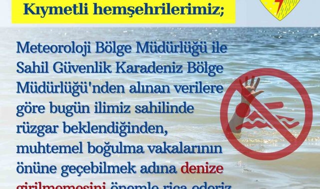 Samsun Valiliği'nden 'deniz girilmemesi' uyarısı