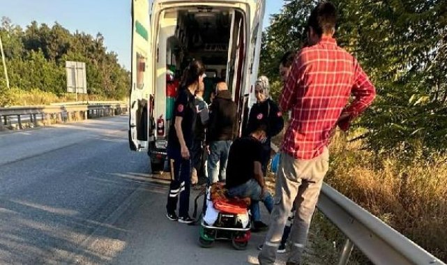 Şarampole düşen minibüs alev aldı; 2 yaralı