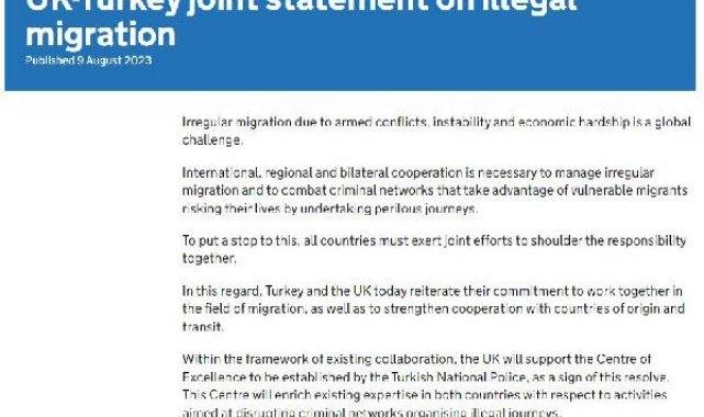 Türkiye ve İngiltere'den, yasadışı göçle mücadele konusunda iş birliği