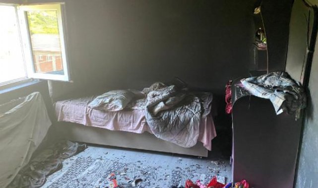 Zonguldak'ta 3 katlı binada yangın