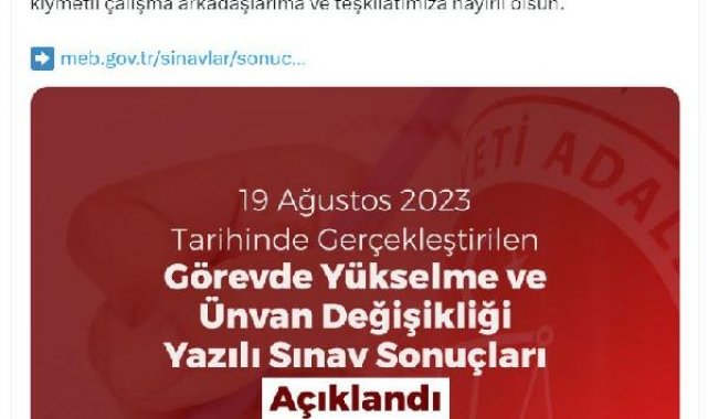 Adalet Bakanlığı 'görevde yükselme' sınav sonuçları açıklandı