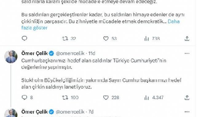 AK Parti'li Çelik: İsveç makamları bu saldırılardan sorumludur