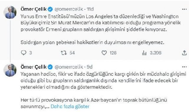 AK Parti'li Çelik: Los Angeles'taki provokatör saldırgan girişimi kınıyoruz
