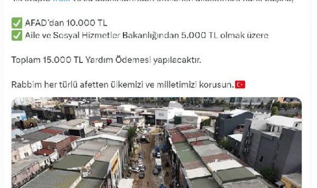Bakan Yerlikaya: İstanbul'da selden etkilenenlere 15 bin TL yardım yapılacak