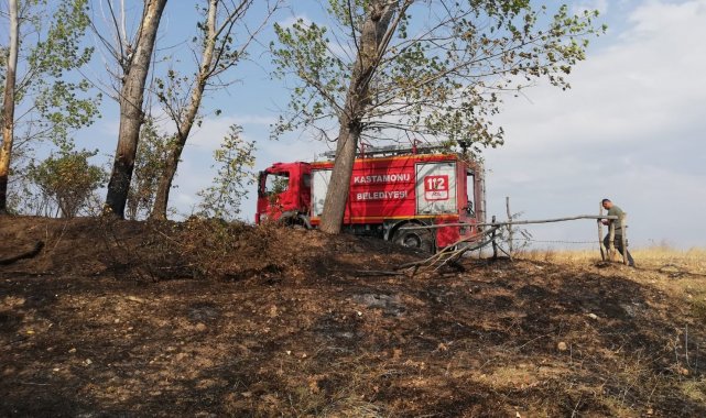 İki farklı noktada çıkan anız yangını büyümeden söndürüldü