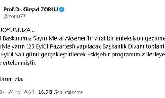 İYİ Parti Genel Başkanı Akşener rahatsızlandı