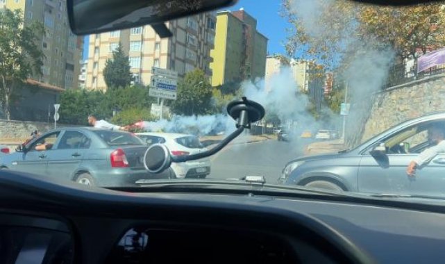 Kartal'da yolu kapatan düğün konvoyu trafik kurallarını altüst etti