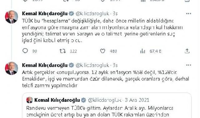 Kılıçdaroğlu: TÜİK gerçeklere yaklaştı