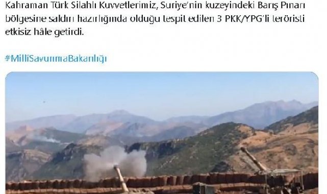 MSB: Saldırı hazırlığındaki 3 terörist etkisiz hale getirildi