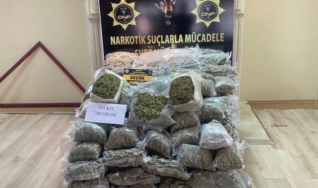 Osmaniye'de 103 kilo 700 gram skunk ele geçirildi