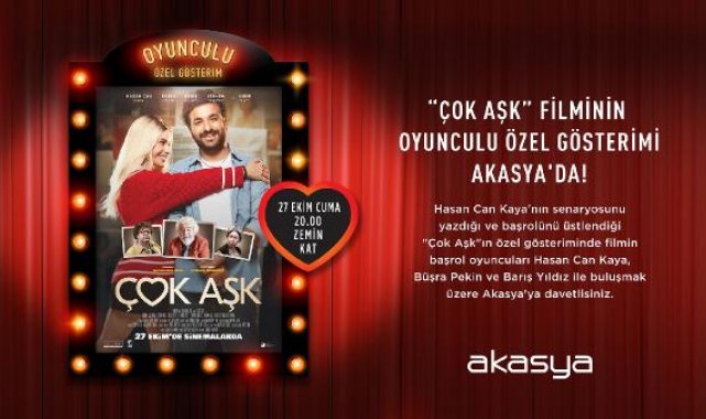 'Çok Aşk' filminin başrol oyucuları özel gösterim için Akasya'da