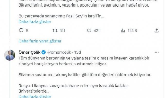 AK Parti'li Çelik: Fazıl Say'ın konserlerinin iptal edilmesini kınıyoruz