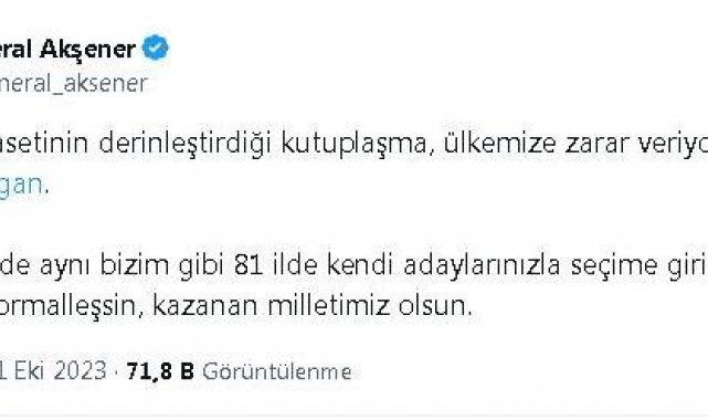 Akşener'den Cumhurbaşkanı Erdoğan'a 'ittifak' yanıtı