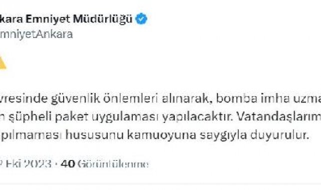 Ankara Adliyesi'nin çevresinde şüpheli paket uygulaması yapılacak