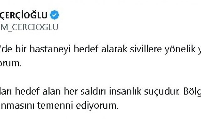 Başkan Çerçioğlu, "İnsanları hedef alan her saldırı insanlık suçudur"