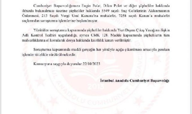 Başsavcılıktan Dilan Polat soruşturması hakkında açıklama