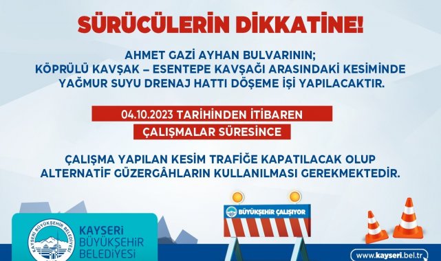 Büyükşehir'den 10 milyon TL'lik yağmur suyu drenaj hattı