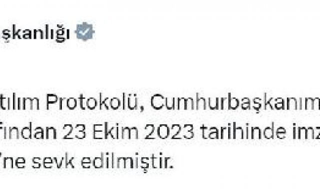Cumhurbaşkanı Erdoğan, İsveç'in NATO'ya katılım protokolünü TBMM'ye gönderdi