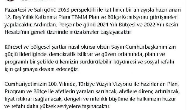 Cumhurbaşkanı Yardımcısı Yılmaz'dan 'kalkınma planı' ve 'bütçe' açıklaması