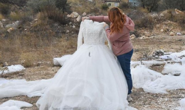 Dere yakınındaki arazide 40 gelinlik