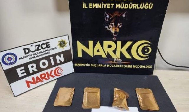 Düzce'de araçta eroin ile yakalanan 3 şüpheliye tutuklama
