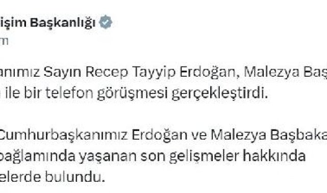 Erdoğan, Malezya Başbakanı İbrahim ile telefonda görüştü