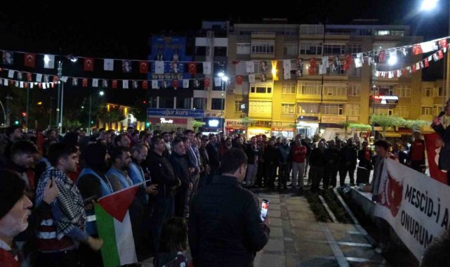 Gazze'de gerçekleştirilen hastane saldırısı Burdur'da protesto edildi