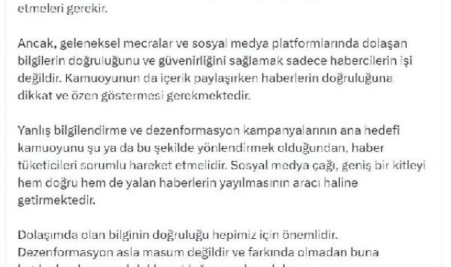İletişim Başkanı Altun: Kamuoyu yanlış bilgiyle mücadele etmeli
