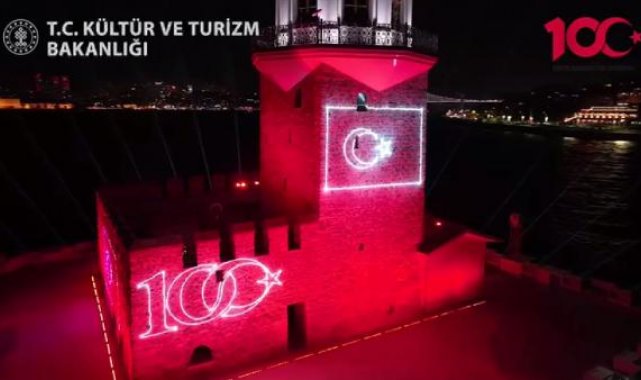 Kız Kulesi'nde '100'üncü yıl' ışık gösterileri, bugün de sürecek