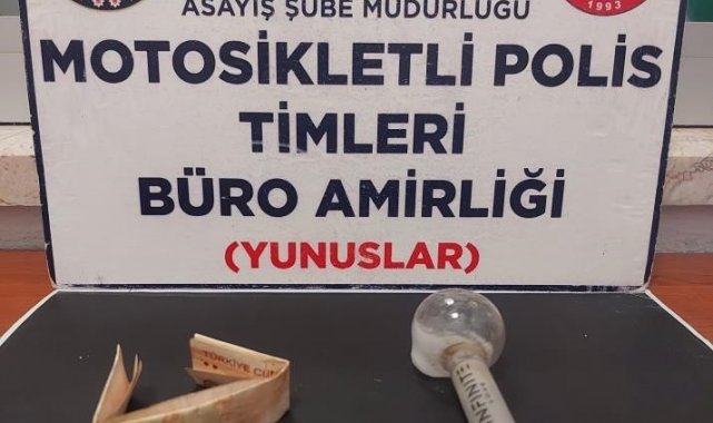 Kütahya'da motosikletli şansın üzerinde uyuşturucu ele geçirildi