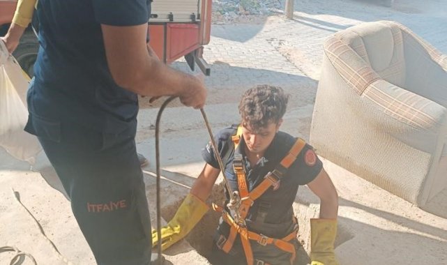 Kuyuya düşen köpeği itfaiye kurtardı