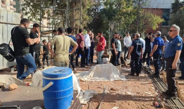 Mardin'de kütüphane inşaatında çökme: 4 yaralı