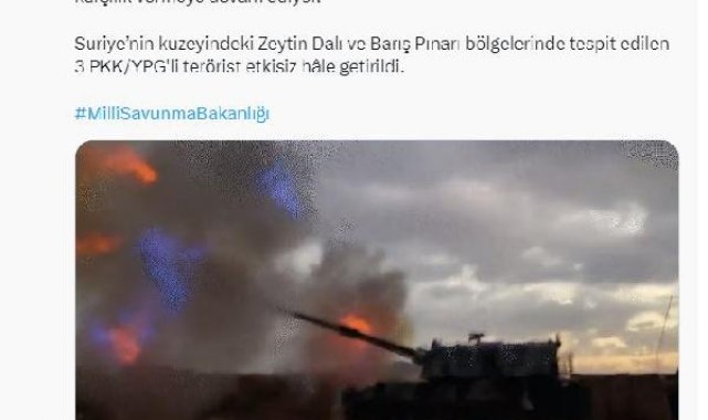 MSB: 3 PKKYPG'li terörist etkisiz hale getirildi
