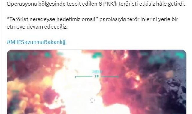 MSB: Pençe-Kilit bölgesinde 6 PKK'lı etkisiz hale getirildi