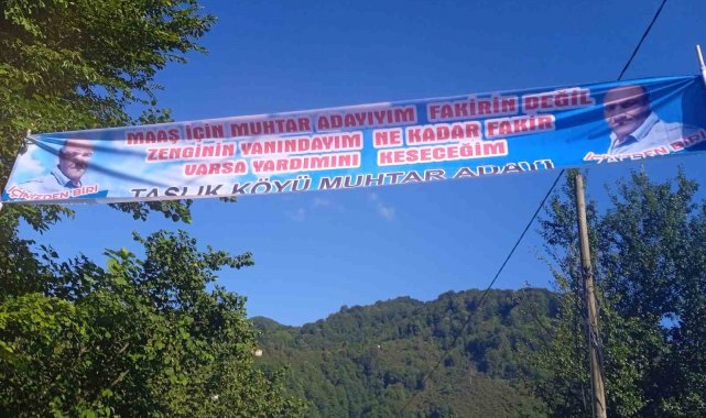 Muhtar adayından ilginç seçim pankartı