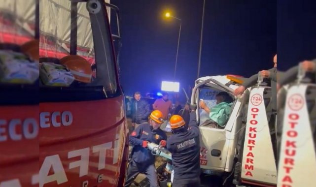 Oto kurtarıcı kamyona çarptı: 1 yaralı