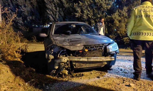 Otomobil ağaca çarpıp devrildi: O anlar kameralara yansıdı