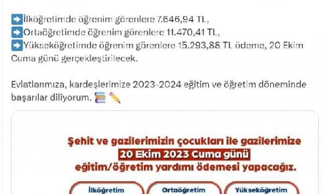 Şehit çocukları ile harp-vazife malulleri ve çocuklarına eğitim yardımı