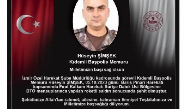 Suriye'de özel harekat polisi şehit oldu