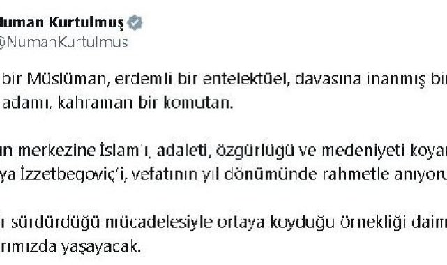 TBMM Başkanı Kurtulmuş, Aliya İzzetbegoviç'i andı