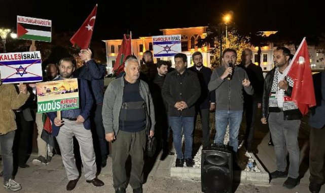 Tekirdağ'da vatandaşlar Filistin'e destek için sokaklara çıktı