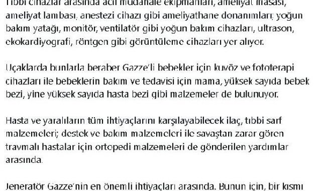 Türkiye'den Gazze'ye 4 uçak yardım malzemesi