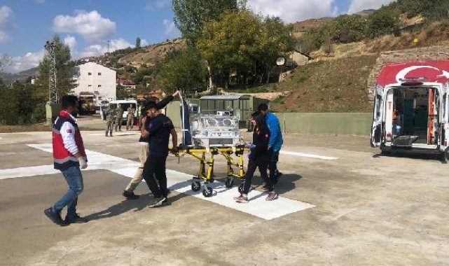 Yeni doğan bebek için ambulans helikopter havalandı