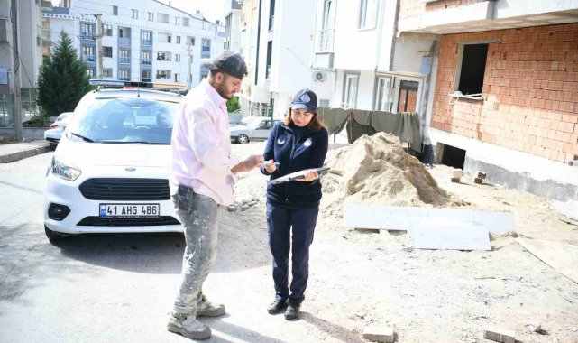 Zabıta ekiplerden inşaatlarda kum denetimi