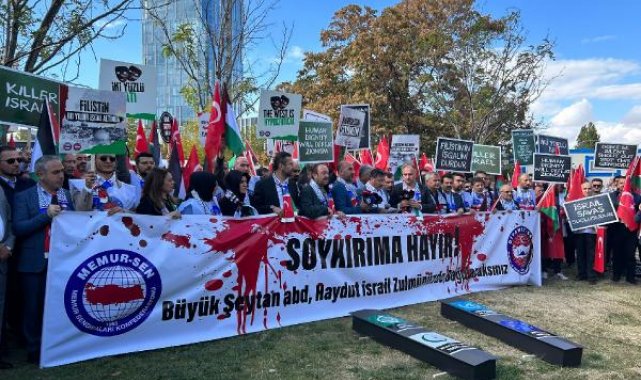 ABD Büyükelçiliği önünde Filistin'e destek açıklaması