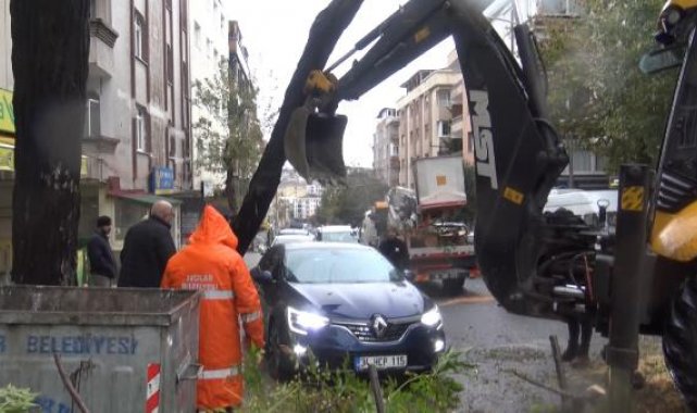 Avcılar'da ağaç otomobilin üzerine devrildi